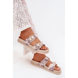 Boto Chanclas de mujer estampadas en la plataforma beige Sorina 7