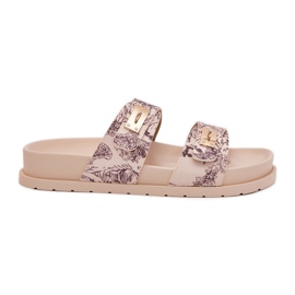 Boto Chanclas de mujer estampadas en la plataforma beige Sorina 8