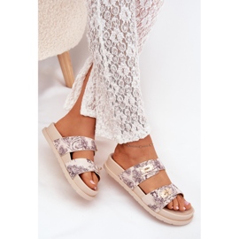 Boto Chanclas de mujer estampadas en la plataforma beige Sorina 9