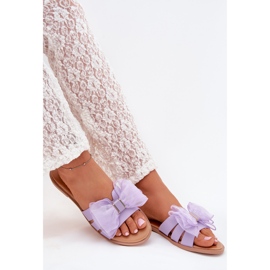 Boto Chanclas de mujer plana con un arco de tul Tanira púrpura violeta 5
