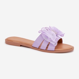 Boto Chanclas de mujer plana con un arco de tul Tanira púrpura violeta 4