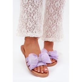 Boto Chanclas de mujer plana con un arco de tul Tanira púrpura violeta 3