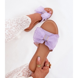 Boto Chanclas de mujer plana con un arco de tul Tanira púrpura violeta 7