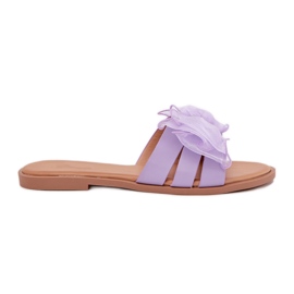 Boto Chanclas de mujer plana con un arco de tul Tanira púrpura violeta 8