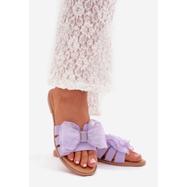 Boto Chanclas de mujer plana con un arco de tul Tanira púrpura violeta 1