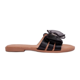 Boto Chanclas de mujer plana con un arco de tul Tanira negro Tanira 8