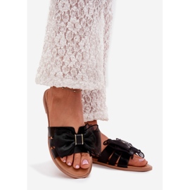 Boto Chanclas de mujer plana con un arco de tul Tanira negro Tanira 1