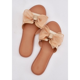 Boto Chanclas de mujer plana con un arco de tul Tanira dorada dorado 2