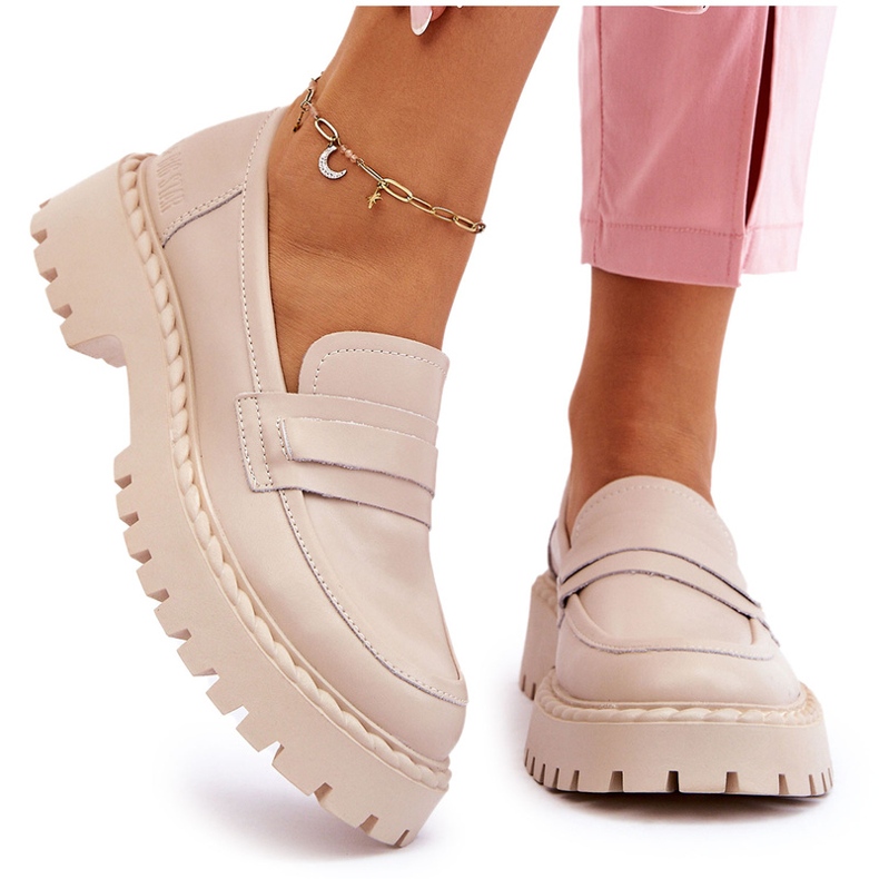 Women's Big Star LL2744457 Mocasines de cuero beige 5