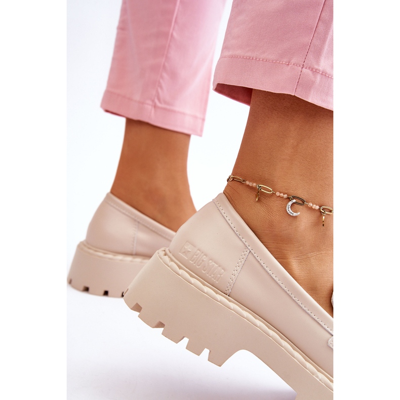 Women's Big Star LL2744457 Mocasines de cuero beige 3