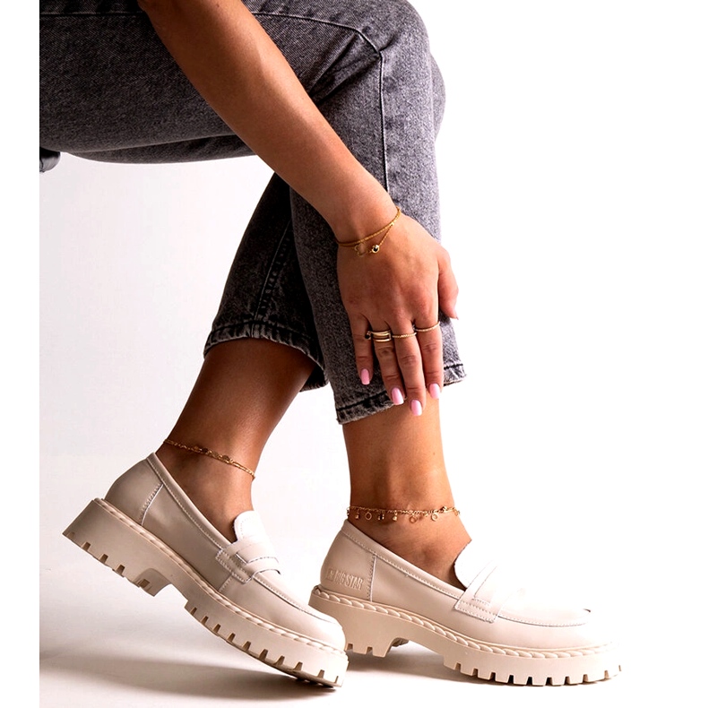 Women's Big Star LL2744457 Mocasines de cuero beige 7