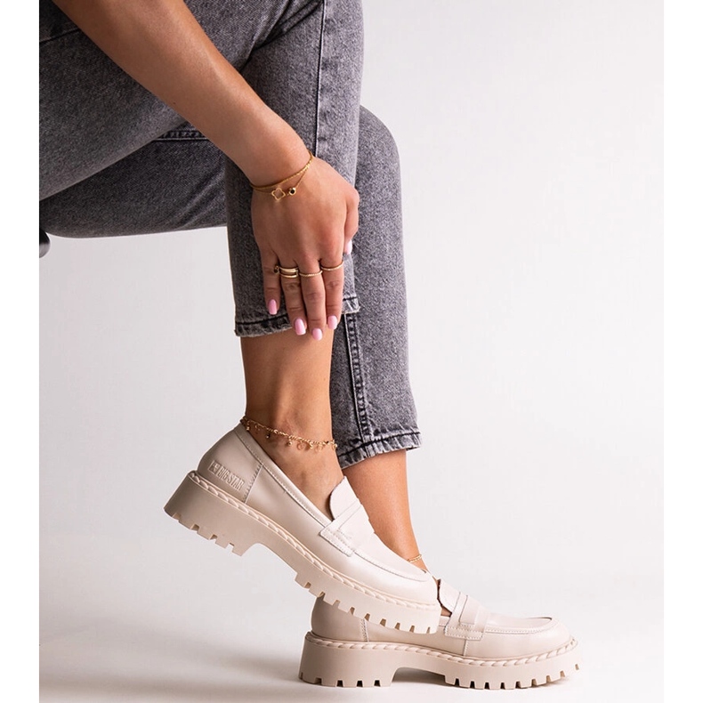 Women's Big Star LL2744457 Mocasines de cuero beige 6