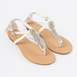 Shelvt Sandalias planas blancas con circones blanco 1