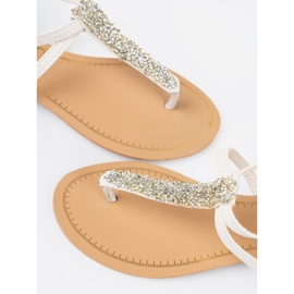 Shelvt Sandalias planas blancas con circones blanco 4