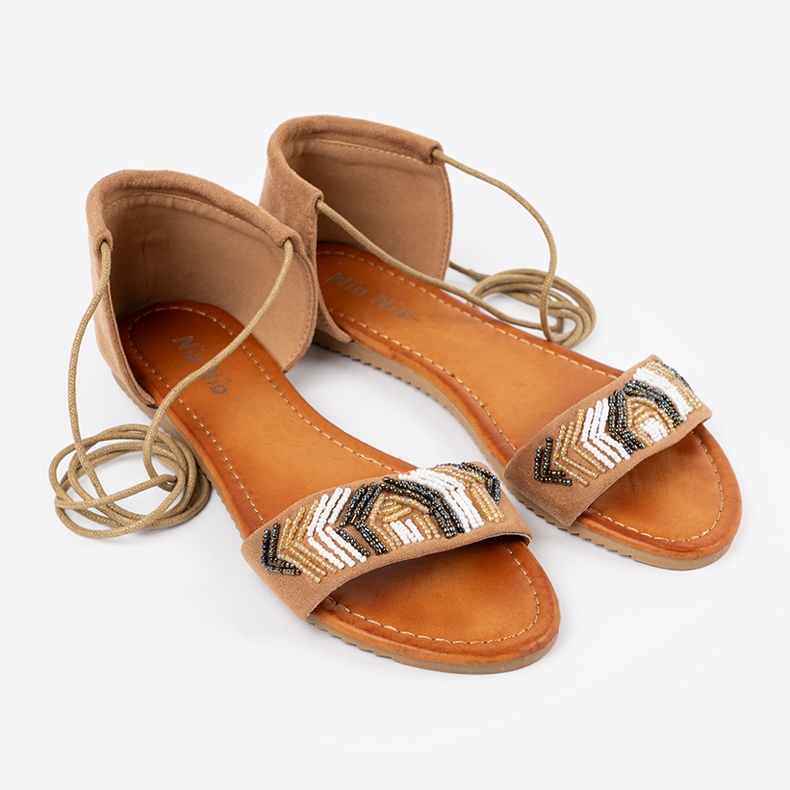 Shelvt Rumanos marrones con cuentas coloridas marrón 1