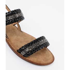 Shelvt Sandalias planas negras con decoraciones negro 4