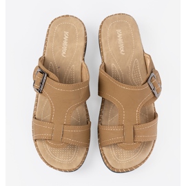 Shelvt Chanclas beige para mujeres con hebillas de plata 3
