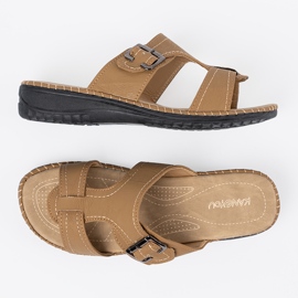 Shelvt Chanclas beige para mujeres con hebillas de plata 4