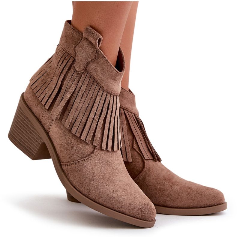 Botas marrones ecológicas de las mujeres con Fringes S.Barski Hy42-127 beige 6 Botas marrones ecológicas de las mujeres con Fringes S.Barski Hy42-127 beige 6