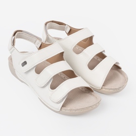 Shelvt Sandalias de velcro blancas con un inserto perfilado blanco 3