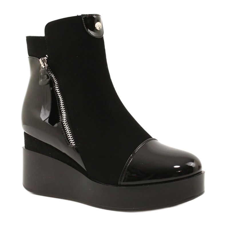 Botas de ante mujeres en una cuña/plataforma gruesa H2180 negro 2 Botas de ante mujeres en una cuña/plataforma gruesa H2180 negro 2