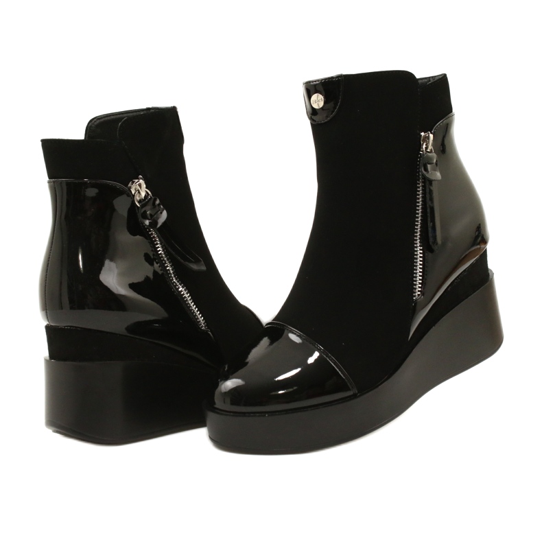Botas de ante mujeres en una cuña/plataforma gruesa H2180 negro 5 Botas de ante mujeres en una cuña/plataforma gruesa H2180 negro 5