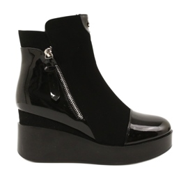 Botas de ante mujeres en una cuña/plataforma gruesa H2180 negro 1 Botas de ante mujeres en una cuña/plataforma gruesa H2180 negro 1