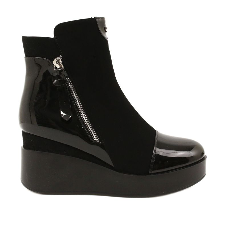 Botas de ante mujeres en una cuña/plataforma gruesa H2180 negro 1 Botas de ante mujeres en una cuña/plataforma gruesa H2180 negro 1