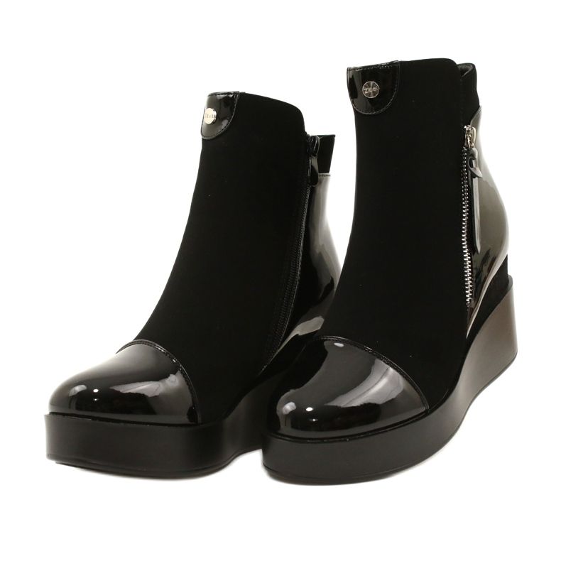 Botas de ante mujeres en una cuña/plataforma gruesa H2180 negro 4 Botas de ante mujeres en una cuña/plataforma gruesa H2180 negro 4