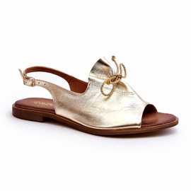 Zazoo 2898 Sandalias Planas Piel Dorado G1/2 2