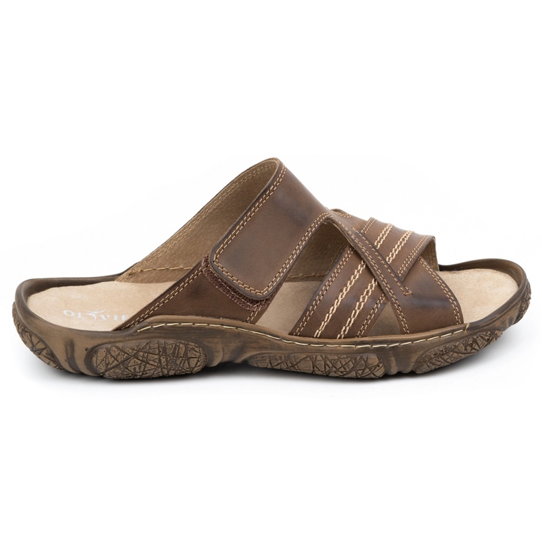 Olivier Zapatillas de cuero para hombres 680mA marrón oscuro 1