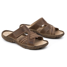 Olivier Zapatillas de cuero para hombres 680mA marrón oscuro 3