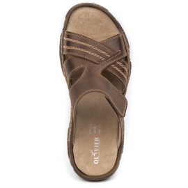 Olivier Zapatillas de cuero para hombres 680mA marrón oscuro 7