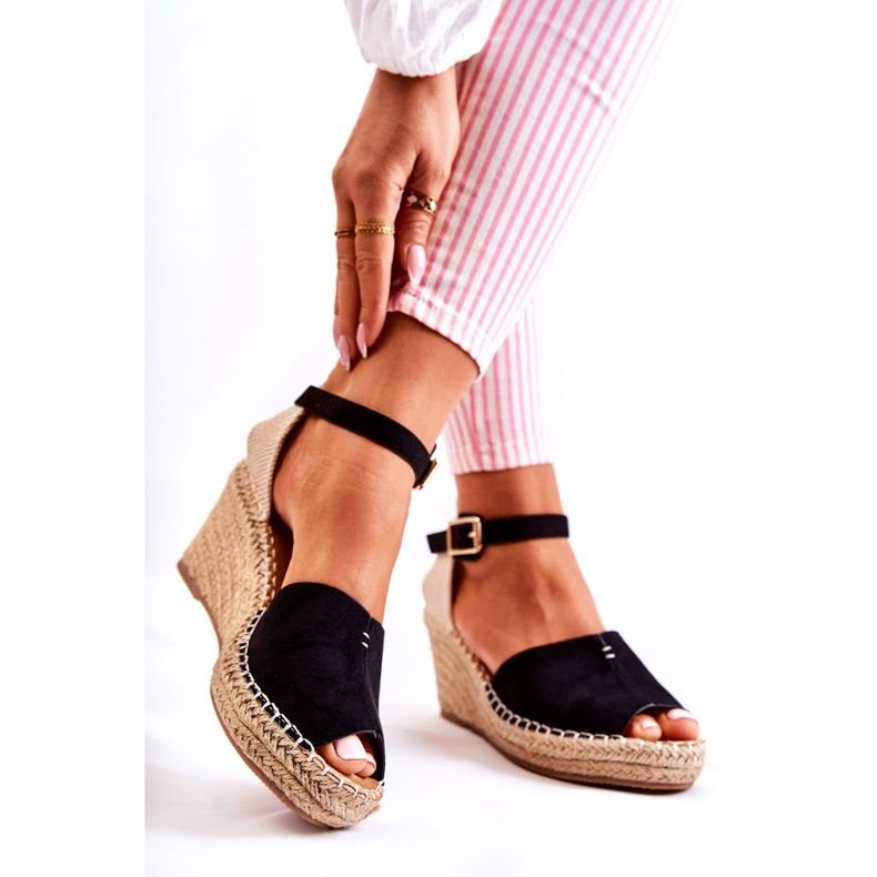 Sandalias Mujer Cómodas Con Cuña Dellia Negras negro 1