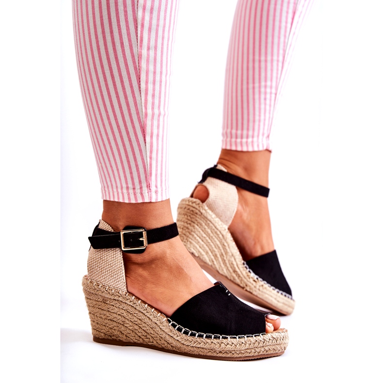 Sandalias Mujer Cómodas Con Cuña Dellia Negras negro 2