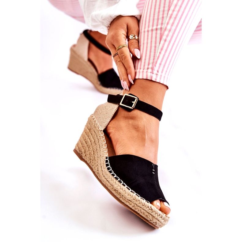 Sandalias Mujer Cómodas Con Cuña Dellia Negras negro 3 Sandalias Mujer Cómodas Con Cuña Dellia Negras negro 3