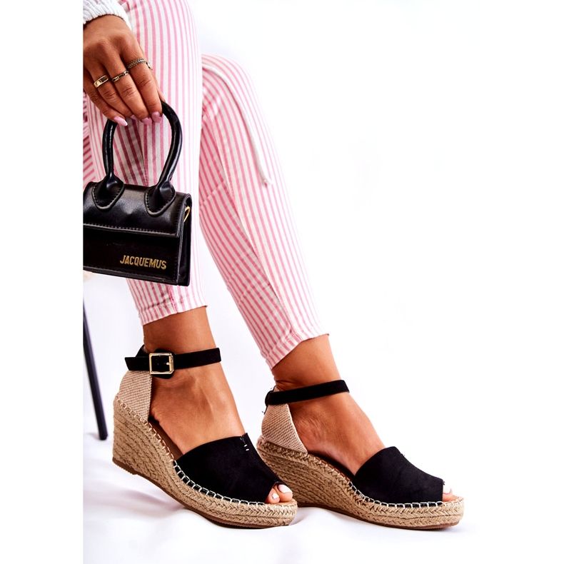 Sandalias Mujer Cómodas Con Cuña Dellia Negras negro 4