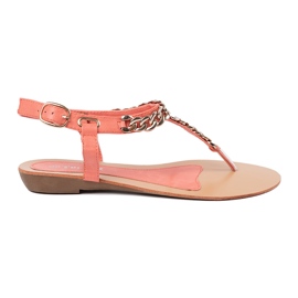 Shelvt Sandalias de coral con una cadena rojo 2