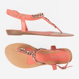 Shelvt Sandalias de coral con una cadena rojo 1