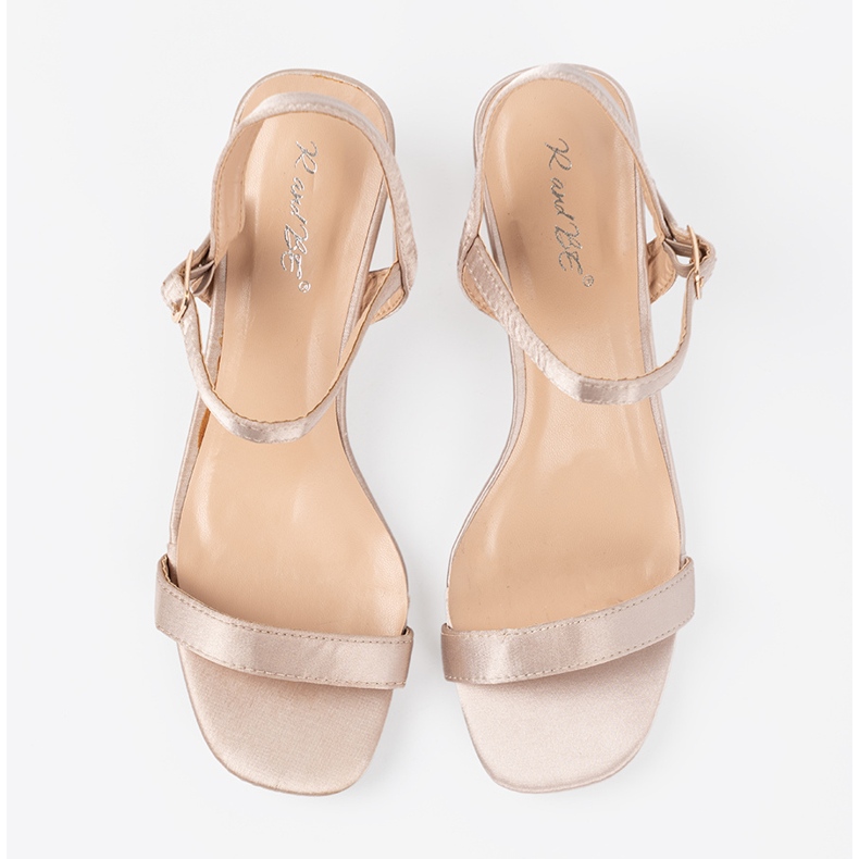 Shelvt Sandalias satinadas de baja tina beige 2 Shelvt Sandalias satinadas de baja tina beige 2