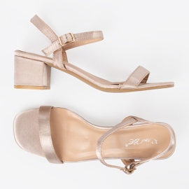 Shelvt Sandalias satinadas de baja tina beige 4