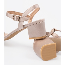 Shelvt Sandalias satinadas de baja tina beige 5