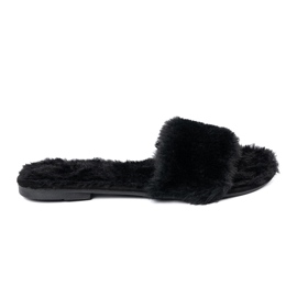 Seastar Chanclas negras con pelaje suave negro 1