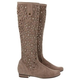 Olivier Botas de mujer caladas beige oscuro 2