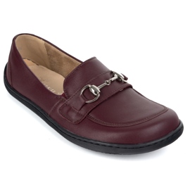 Olivier Barefoot de cuero para mujeres mocasines minimalistas de verano 1288 Borgoña rojo 3