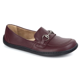 Olivier Barefoot de cuero para mujeres mocasines minimalistas de verano 1288 Borgoña rojo 2