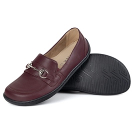 Olivier Barefoot de cuero para mujeres mocasines minimalistas de verano 1288 Borgoña rojo 5
