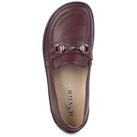 Olivier Barefoot de cuero para mujeres mocasines minimalistas de verano 1288 Borgoña rojo 7