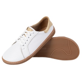 Olivier Zapatillas de cuero de cuero para mujeres blancas Aura descalzo | Zapatos minimalistas clásicos, cero caída blanco 3