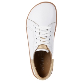 Olivier Zapatillas de cuero de cuero para mujeres blancas Aura descalzo | Zapatos minimalistas clásicos, cero caída blanco 5